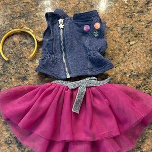 American Girl Denim Vest and Pink Tulle Skirt Set